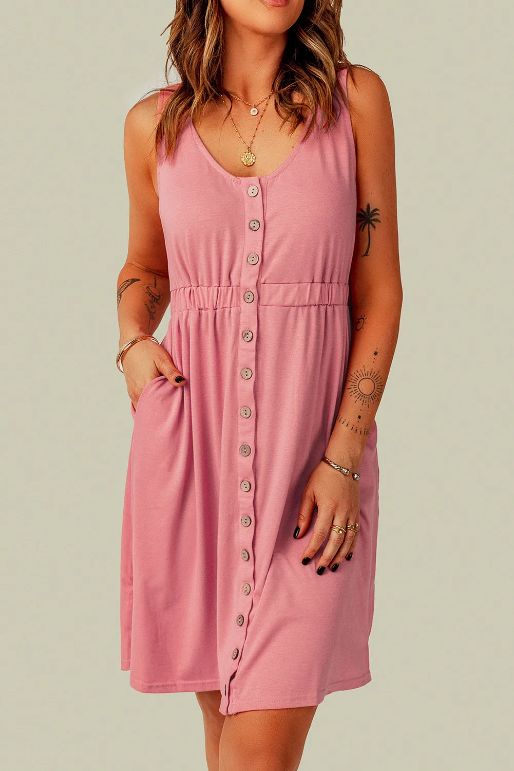 Magic Dress Sleeveless Button Down Mini Dress