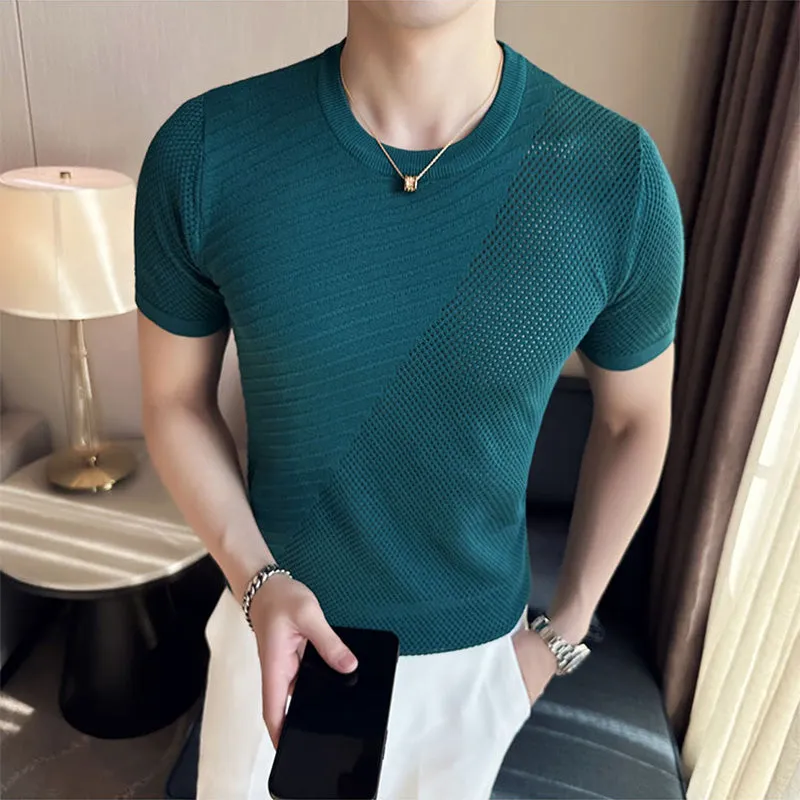 Men's Slim Fit Hollow Knit T-Shirt