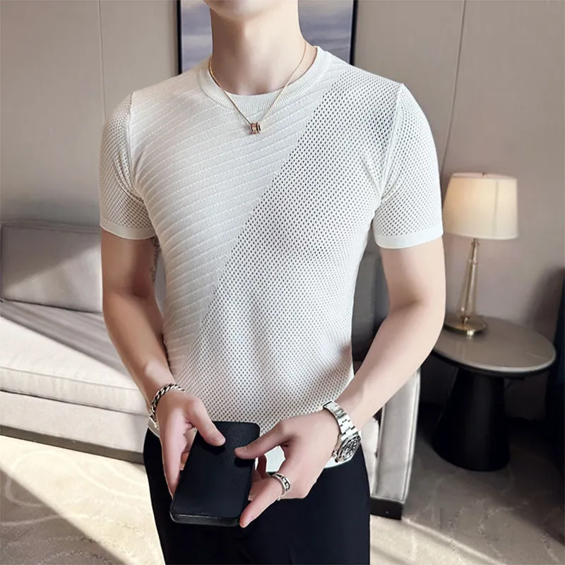 Men's Slim Fit Hollow Knit T-Shirt