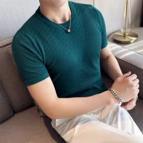 Men's Slim Fit Hollow Knit T-Shirt
