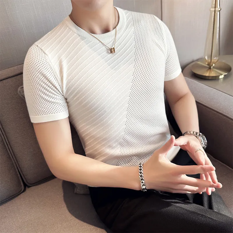 Men's Slim Fit Hollow Knit T-Shirt