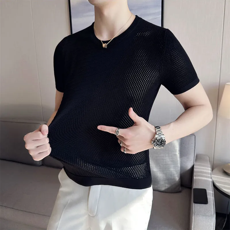 Men's Slim Fit Hollow Knit T-Shirt