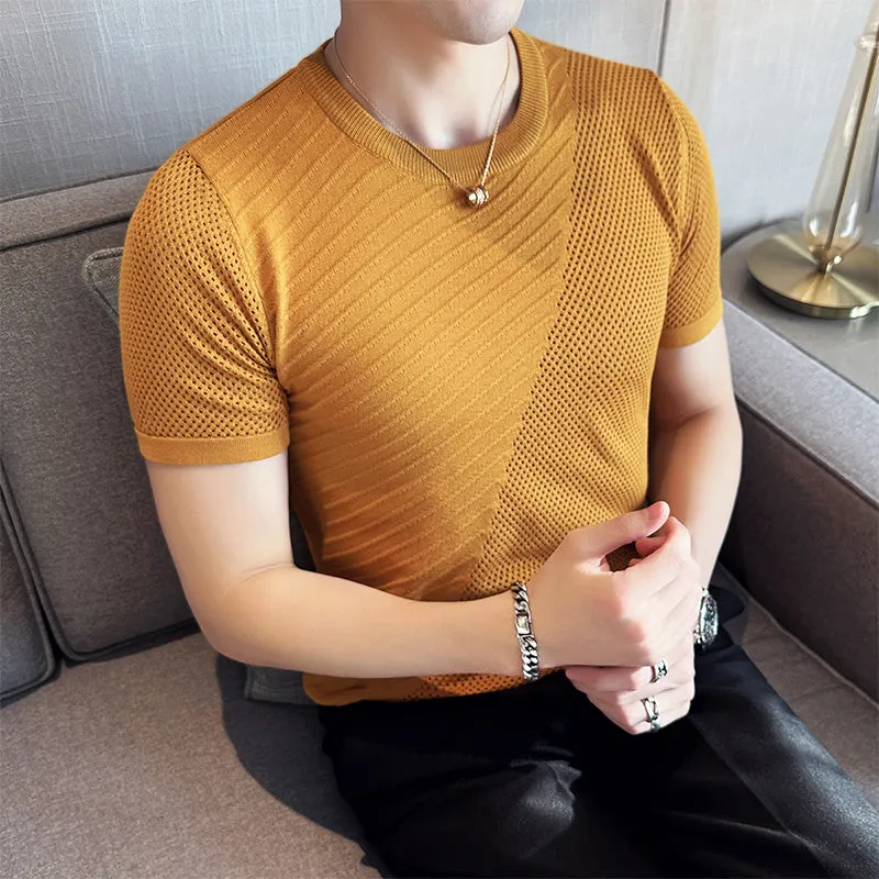 Men's Slim Fit Hollow Knit T-Shirt