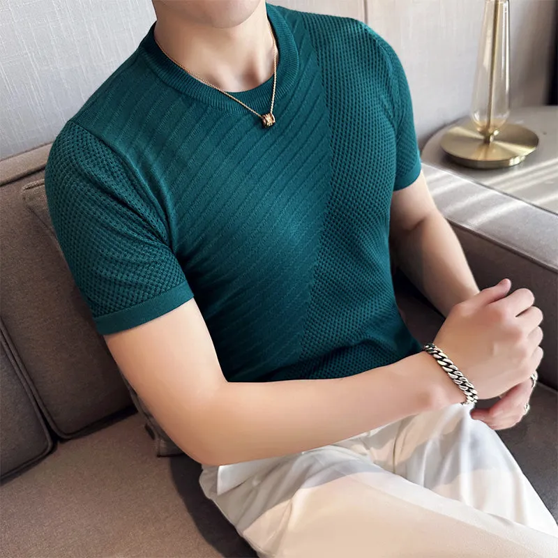 Men's Slim Fit Hollow Knit T-Shirt