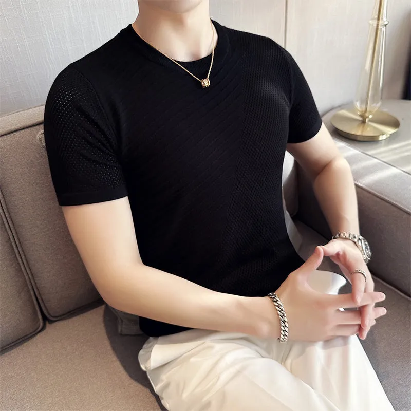 Men's Slim Fit Hollow Knit T-Shirt