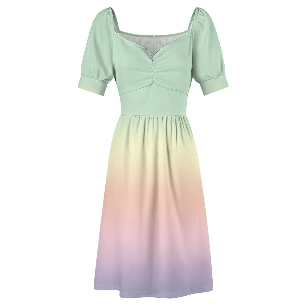Mint Green Dress, Babydoll Dress, Retro Dress, Ombre Dress, Rainbow Dress, Retro style dress, Pinup Dress, Vintage inspired dress, 50s style
