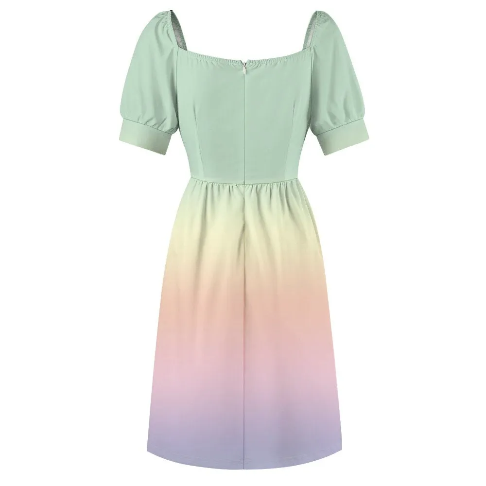 Mint Green Dress, Babydoll Dress, Retro Dress, Ombre Dress, Rainbow Dress, Retro style dress, Pinup Dress, Vintage inspired dress, 50s style