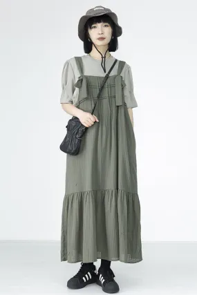 Mint Mambo Pleated Strap Dress Lazy Style Japanese Niche Design