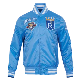 MLB KANSAS CITY ROYALS RETRO CLASSIC MEN'S RIB SATIN JACKET (UNIVERSITY BLUE)