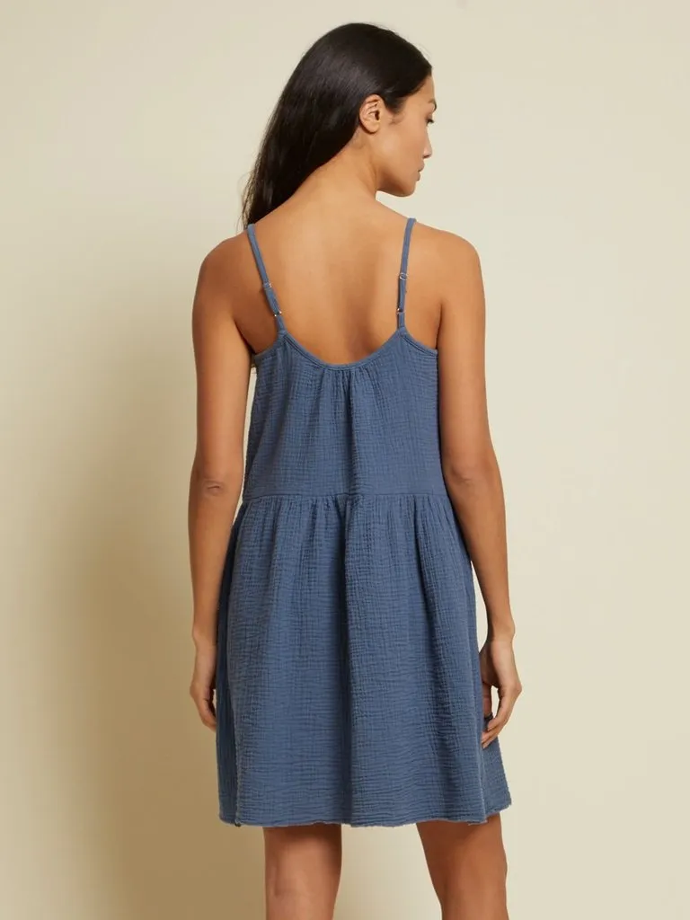Nation LTD - Addie Tiered Mini Dress in Denim Blue