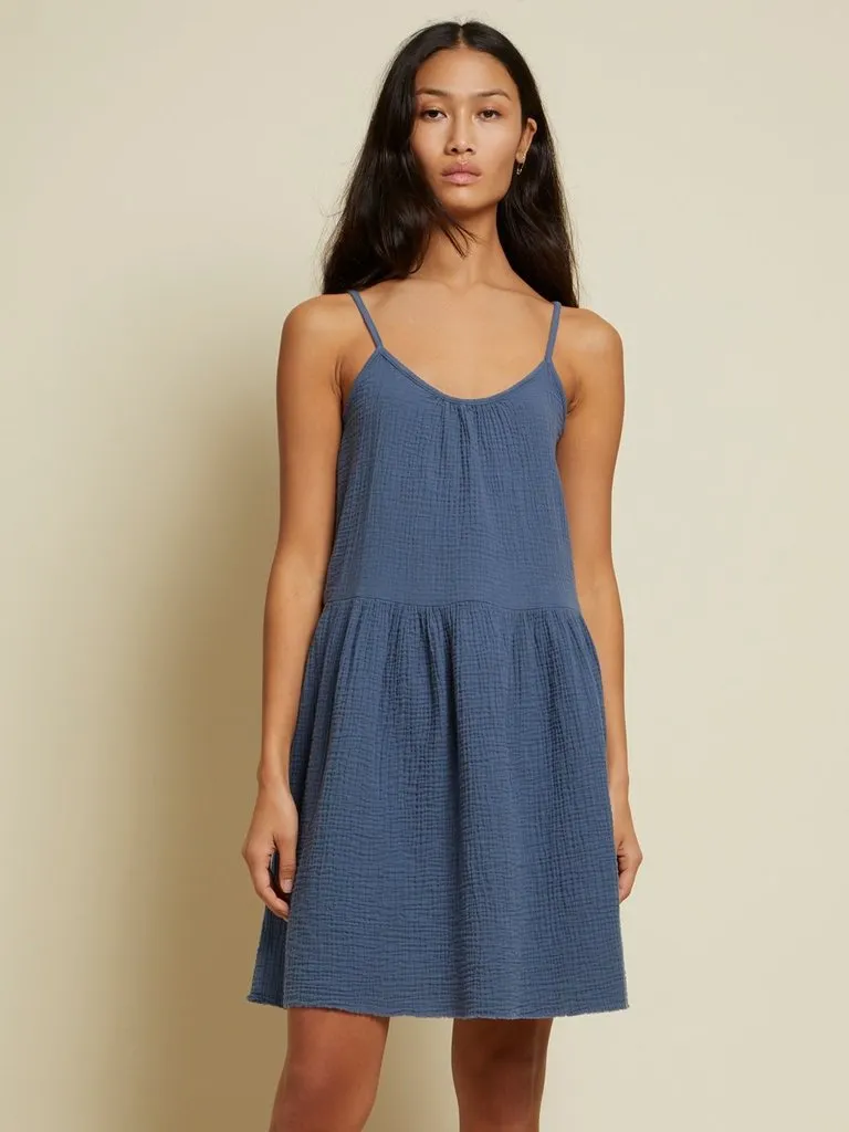 Nation LTD - Addie Tiered Mini Dress in Denim Blue