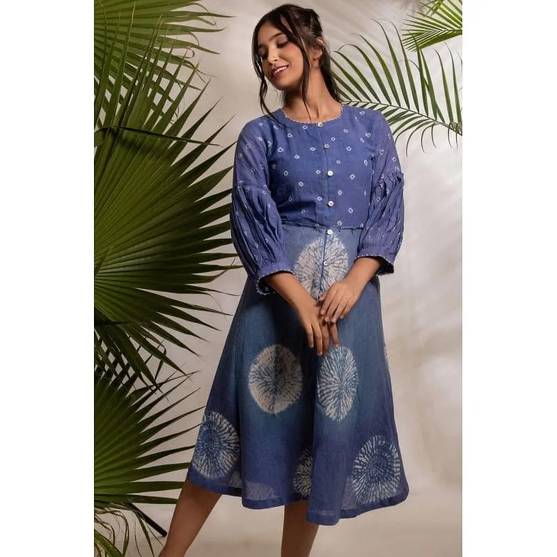 Navy Blue Tie Dye  Dress