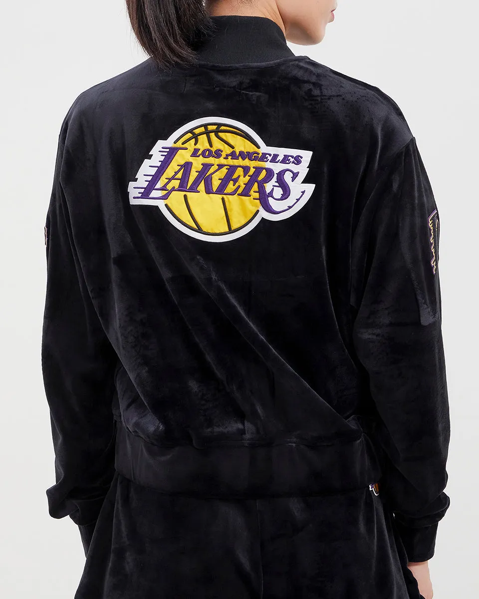 NBA LOS ANGELES LAKERS CLASSIC WOMEN'S VELOUR FZ TRACK JACKET (BLACK)