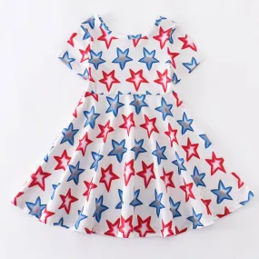 NEW AnnLoren - Girls 7 4th of July Patriotic Stars Red White & Blue Dress