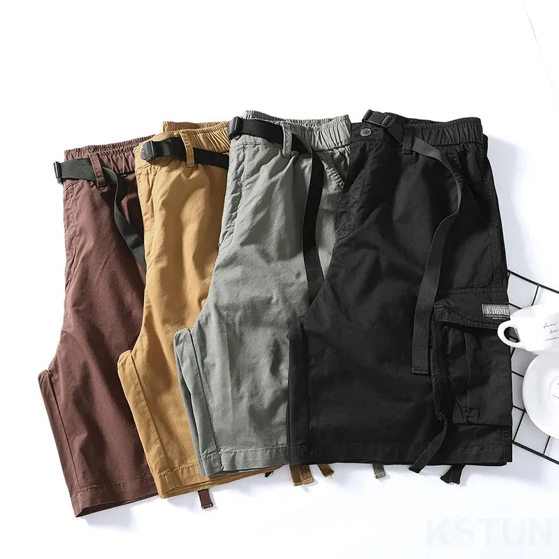 New Men's Casual Cargo Shorts Summer Man Overalls Beach Sports Outdoor Fashion Striped Male Short Pants Loose Fit