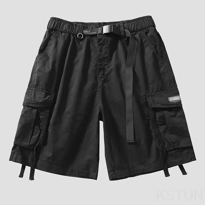 New Men's Casual Cargo Shorts Summer Man Overalls Beach Sports Outdoor Fashion Striped Male Short Pants Loose Fit