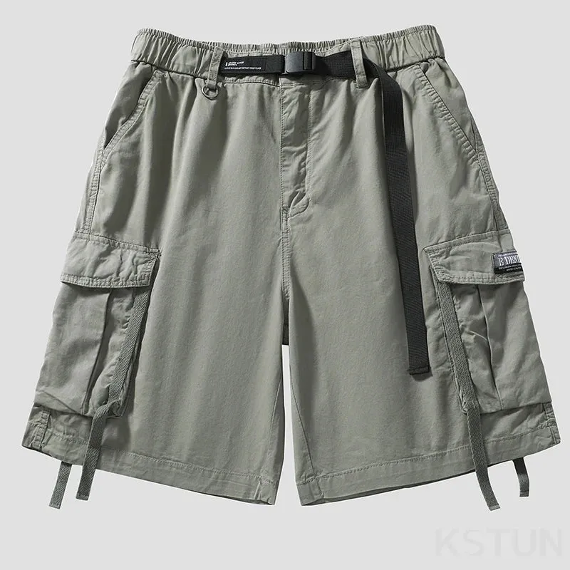 New Men's Casual Cargo Shorts Summer Man Overalls Beach Sports Outdoor Fashion Striped Male Short Pants Loose Fit