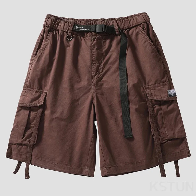 New Men's Casual Cargo Shorts Summer Man Overalls Beach Sports Outdoor Fashion Striped Male Short Pants Loose Fit