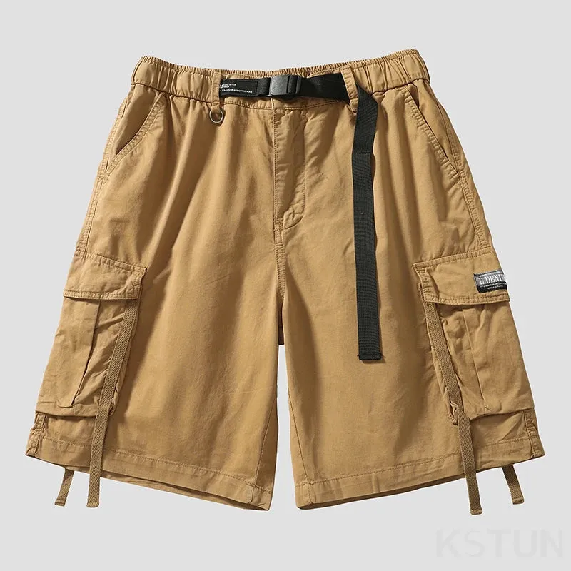 New Men's Casual Cargo Shorts Summer Man Overalls Beach Sports Outdoor Fashion Striped Male Short Pants Loose Fit