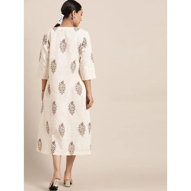 Off-White Block Print Cotton Dress