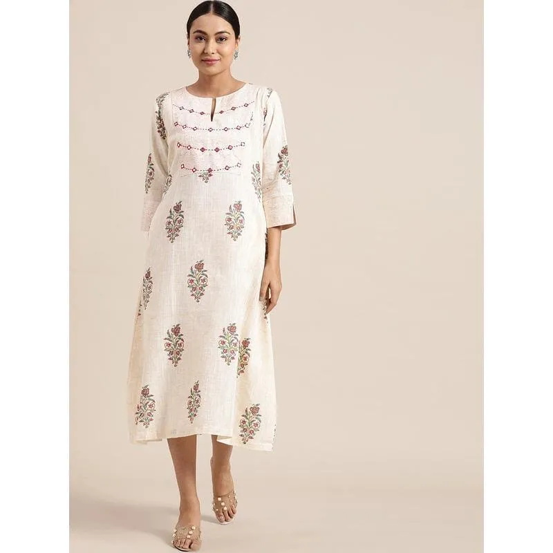 Off-White Block Print Cotton Dress