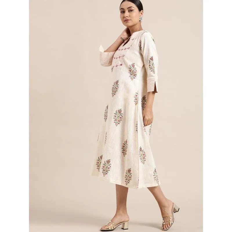 Off-White Block Print Cotton Dress