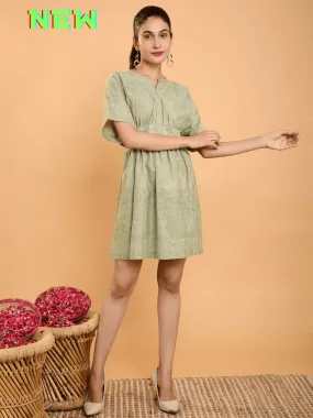 Olive Green Dabka Gotta Dress
