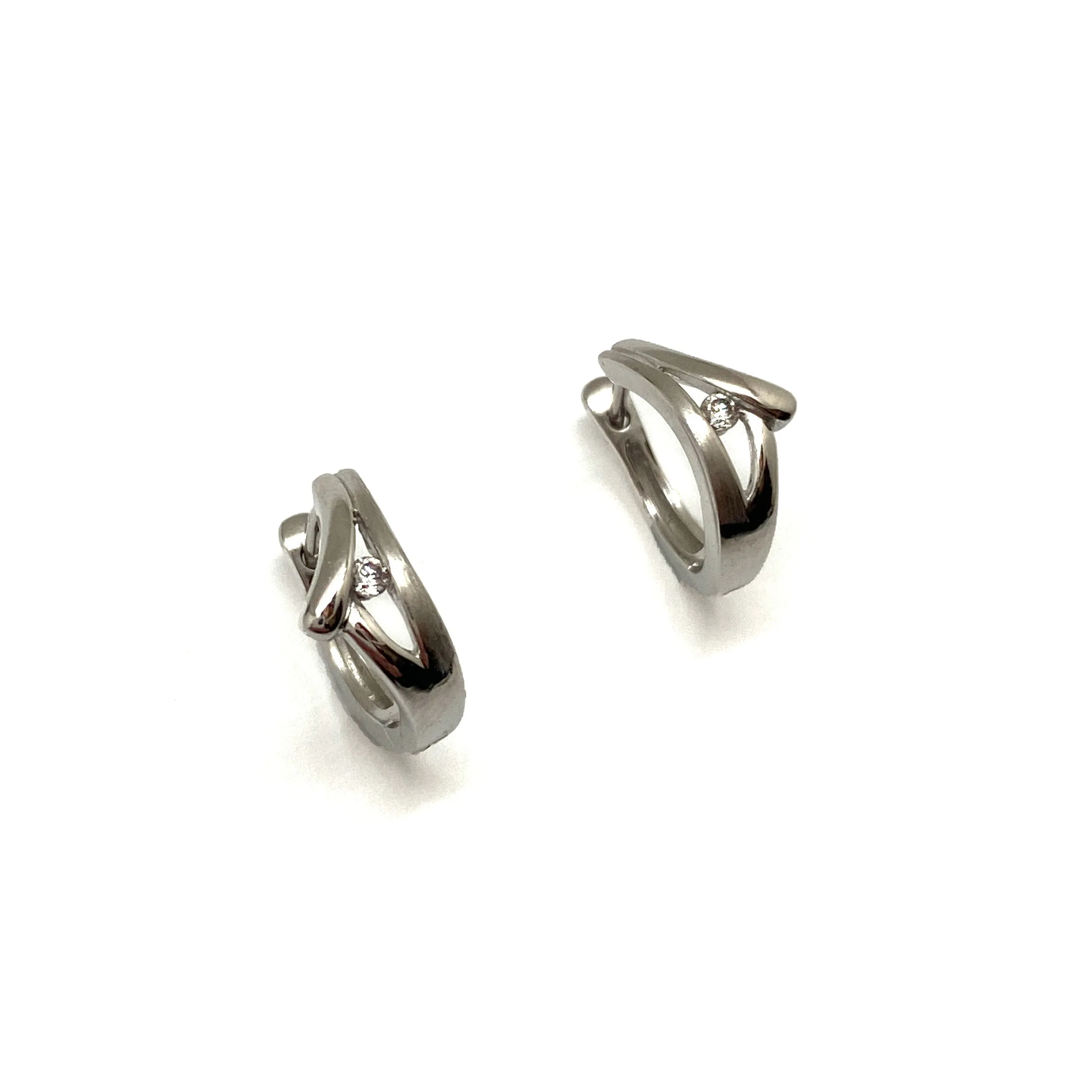Open Faced CZ Huggie Earrings