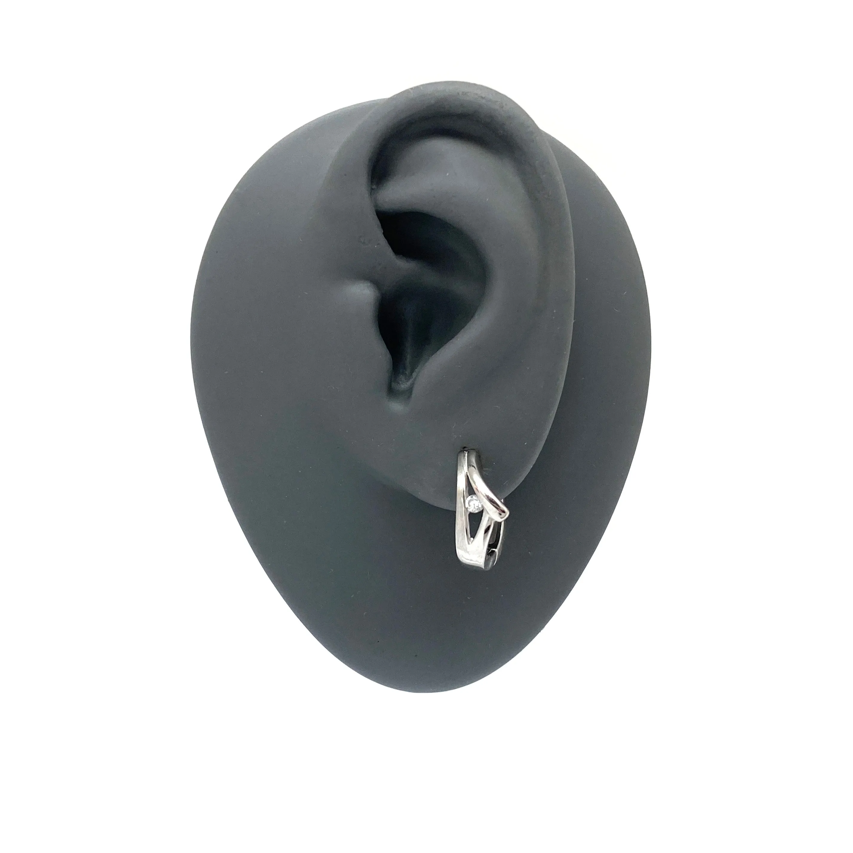 Open Faced CZ Huggie Earrings