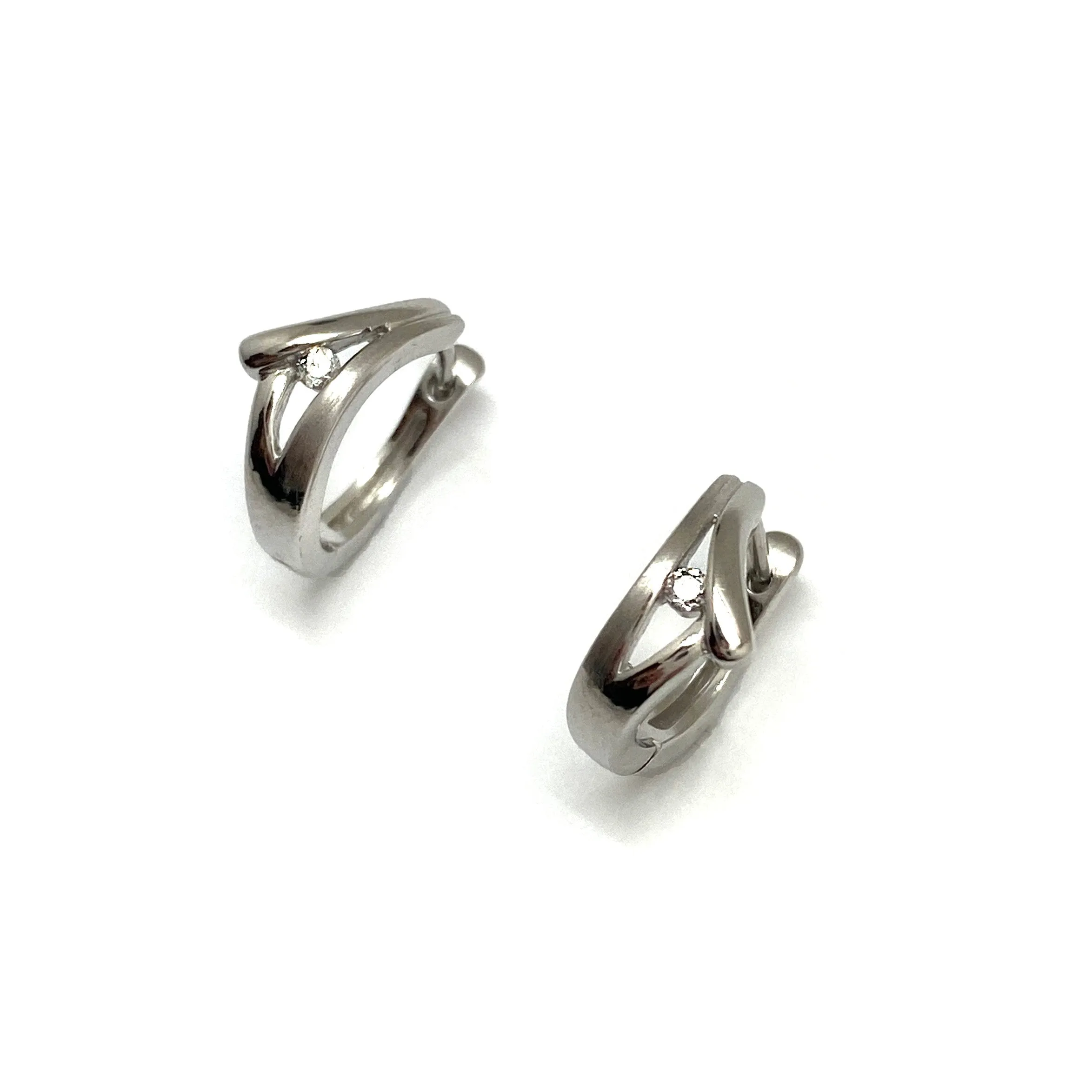 Open Faced CZ Huggie Earrings
