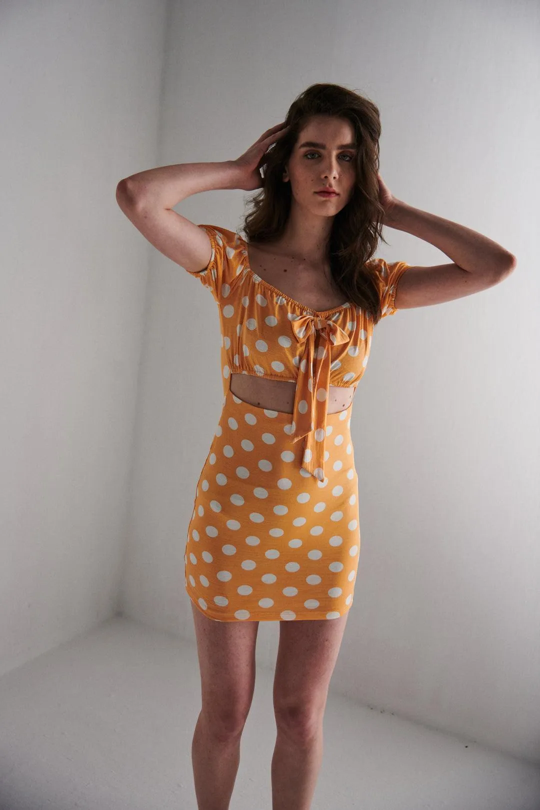 Orange Polka Dot Mini Dress