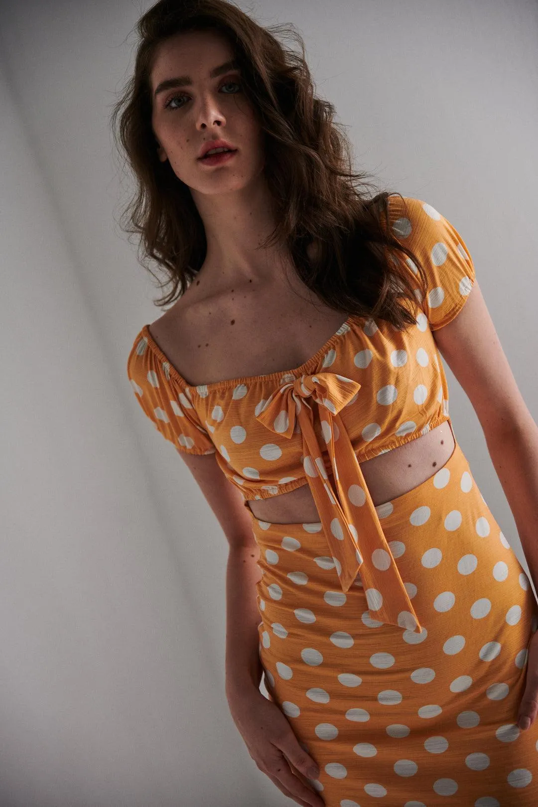 Orange Polka Dot Mini Dress