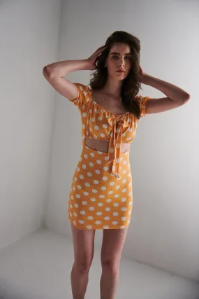 Orange Polka Dot Mini Dress