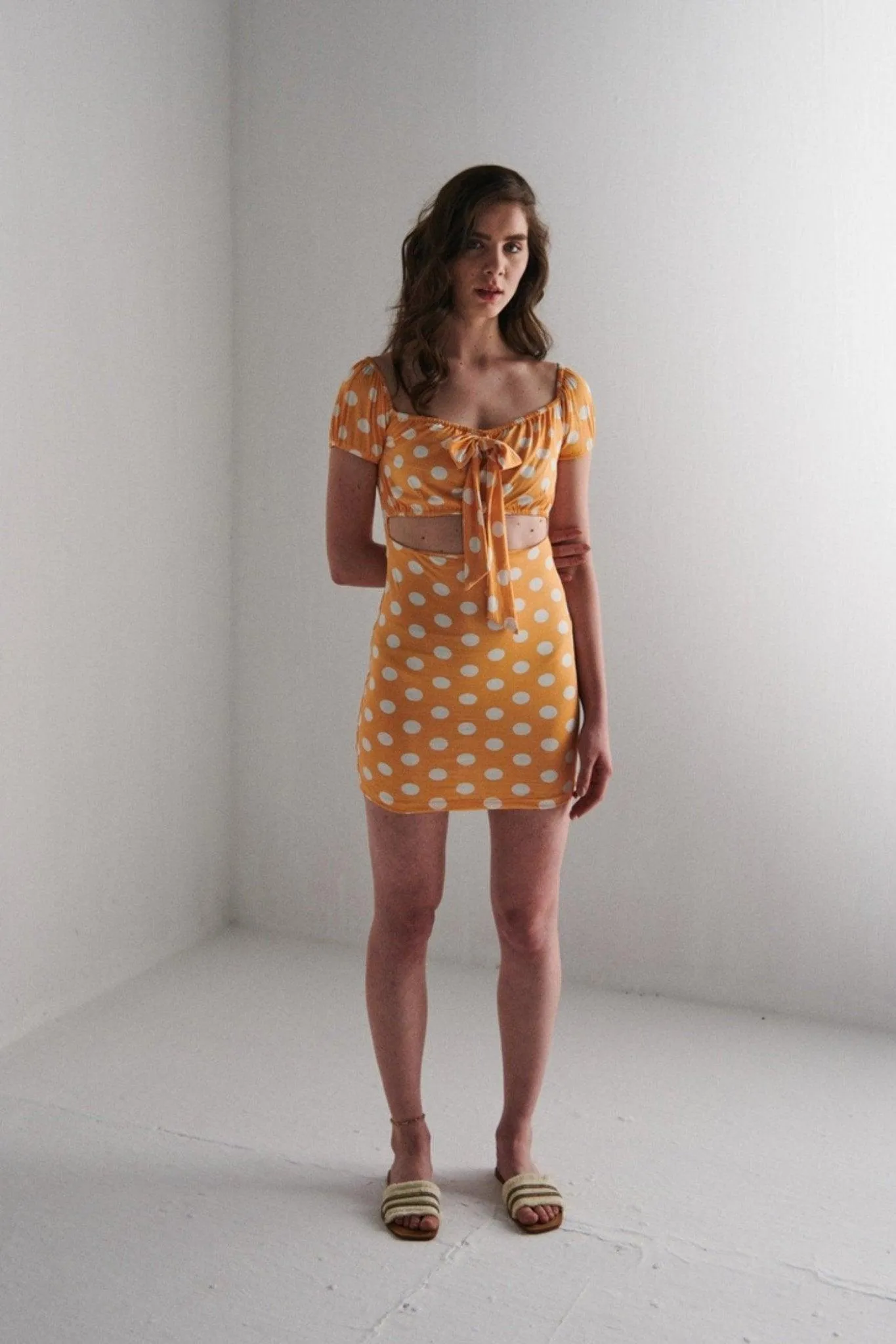 Orange Polka Dot Mini Dress