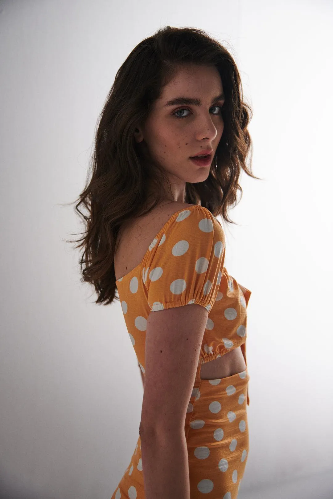 Orange Polka Dot Mini Dress
