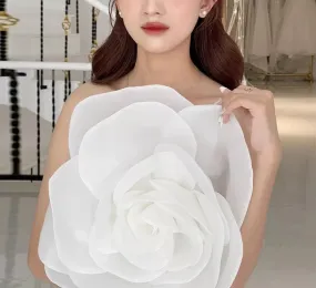 Organza Satin Layered Detachable Floral Bow Wedding Dress Accessories