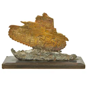Original French WWII Char B1 Tank Trench Art Desk Model - Formerly Part of the A.A.F. Tank Museum