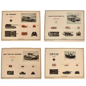 Original U.S. WWII Armored Vehicle Silhouette Recognition Poster Set of 4 - 24” x 19”