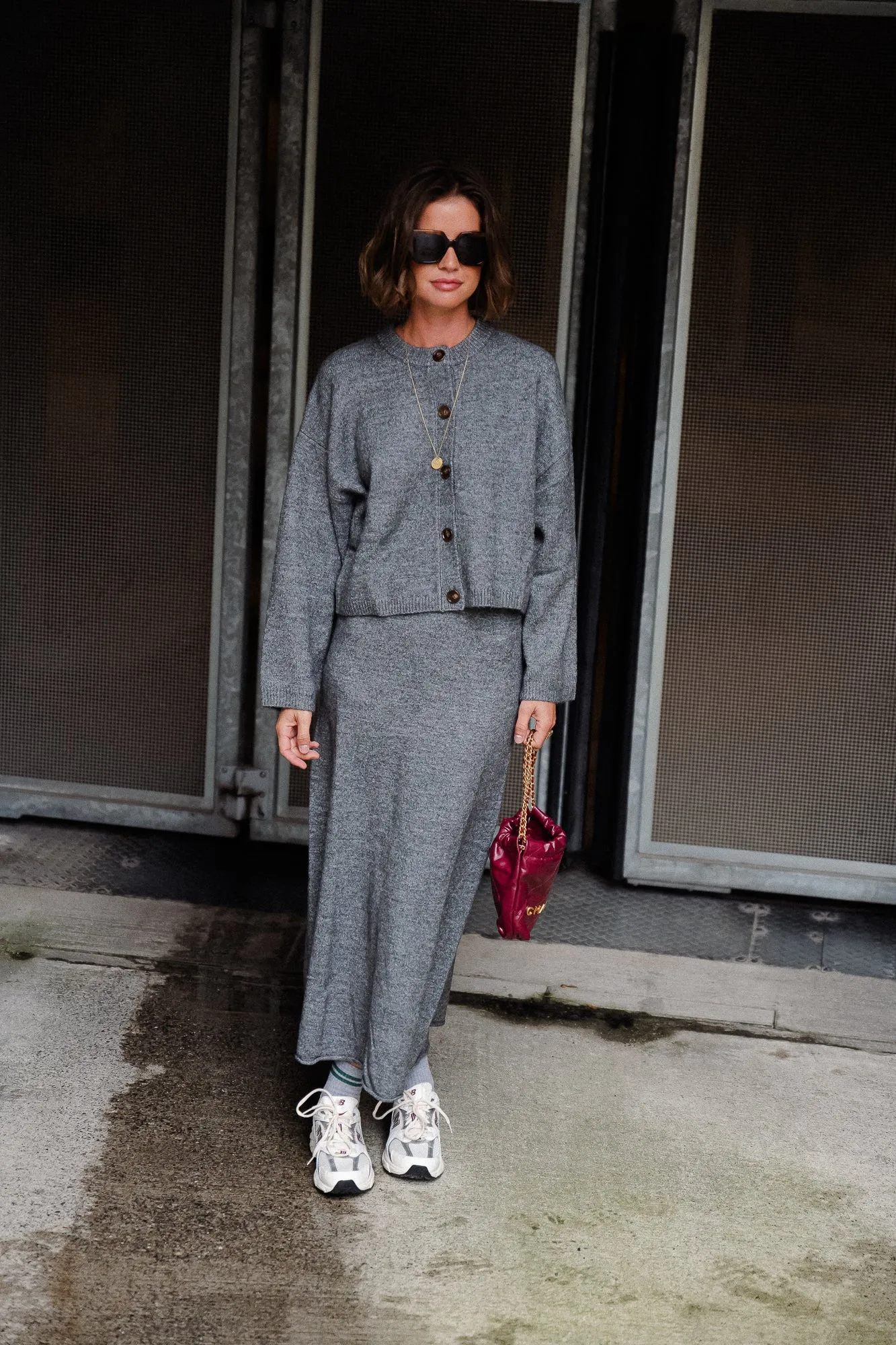 Panja knit skirt dark grey melange