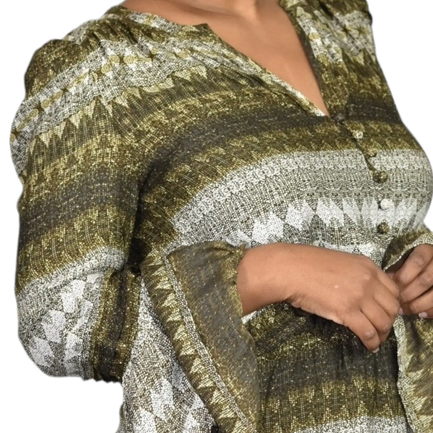 Parker Silk Print Mini Dress Brown Stripe Graphic Tassels Long Sleeve Tiered Size Small