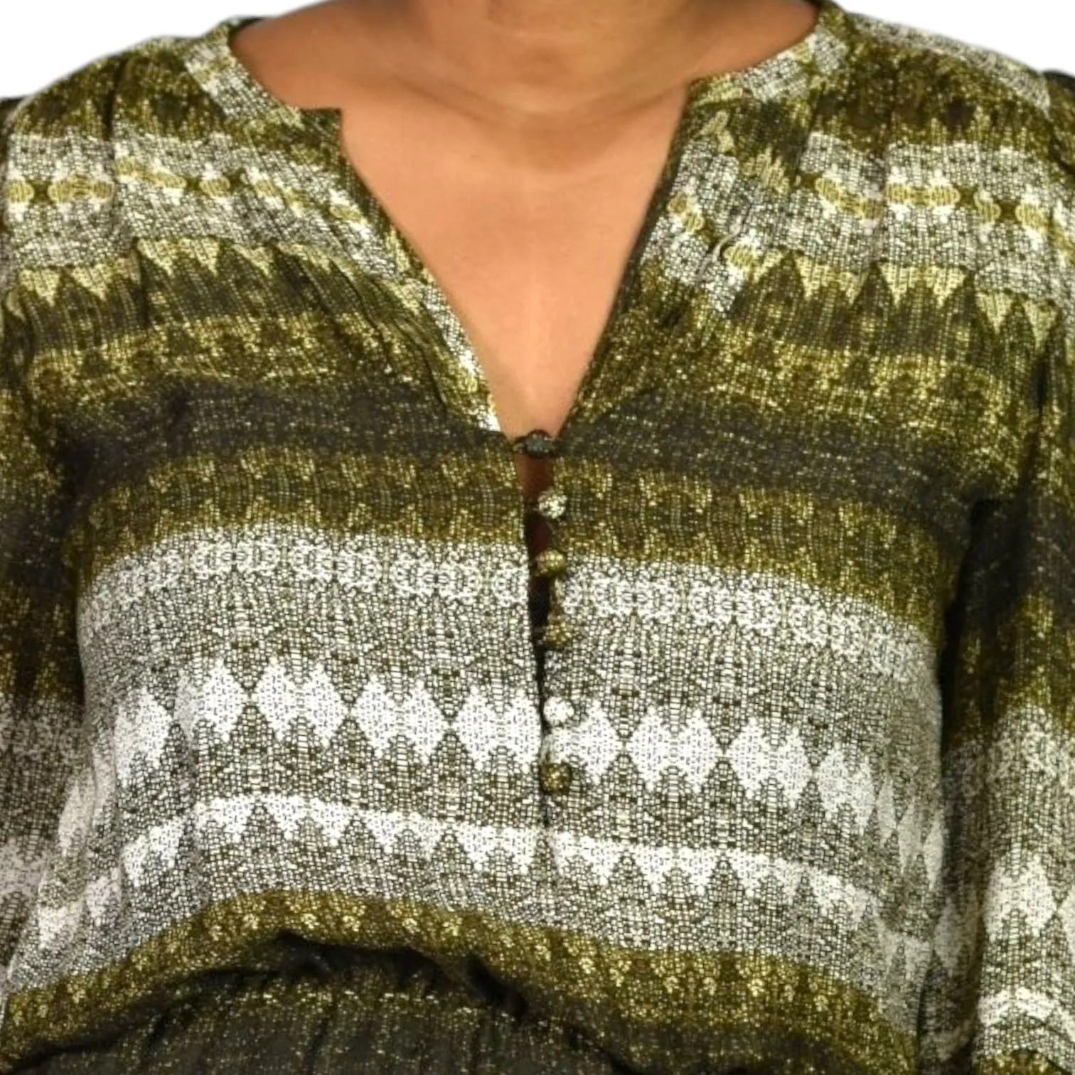 Parker Silk Print Mini Dress Brown Stripe Graphic Tassels Long Sleeve Tiered Size Small