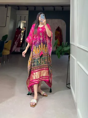 Pink Gaji Silk Kaftan - Effortless Elegance for Every Occasion