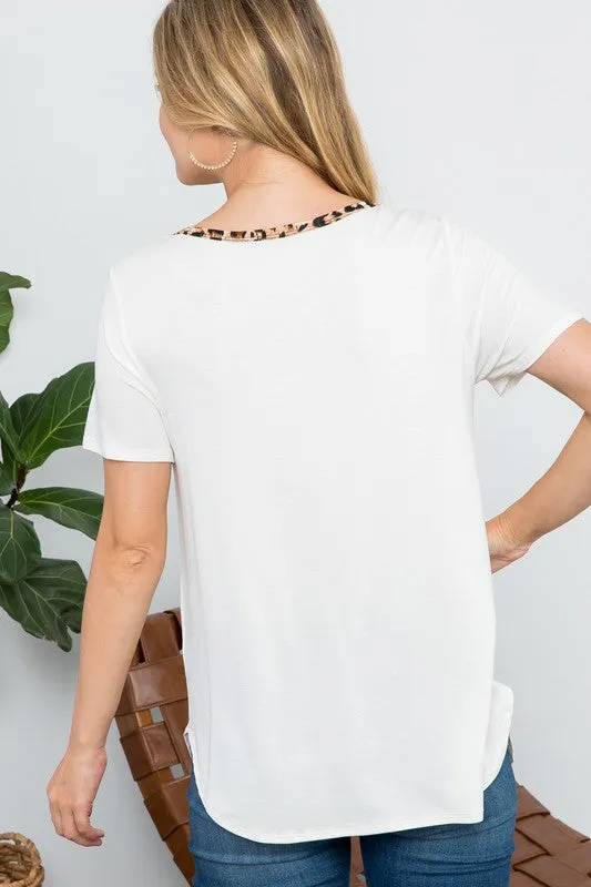 Plus Leopard Cross Strap Pocket Everyday Tee