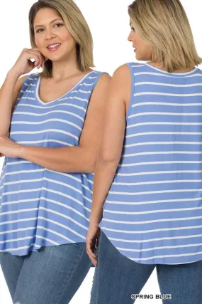 Plus Size Striped V-Neck Tank