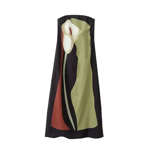 Pre Order:  Avocado Printed Strapless Dress