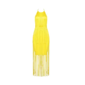 Pre Order:  Fringe Sleeveless Halter Dress