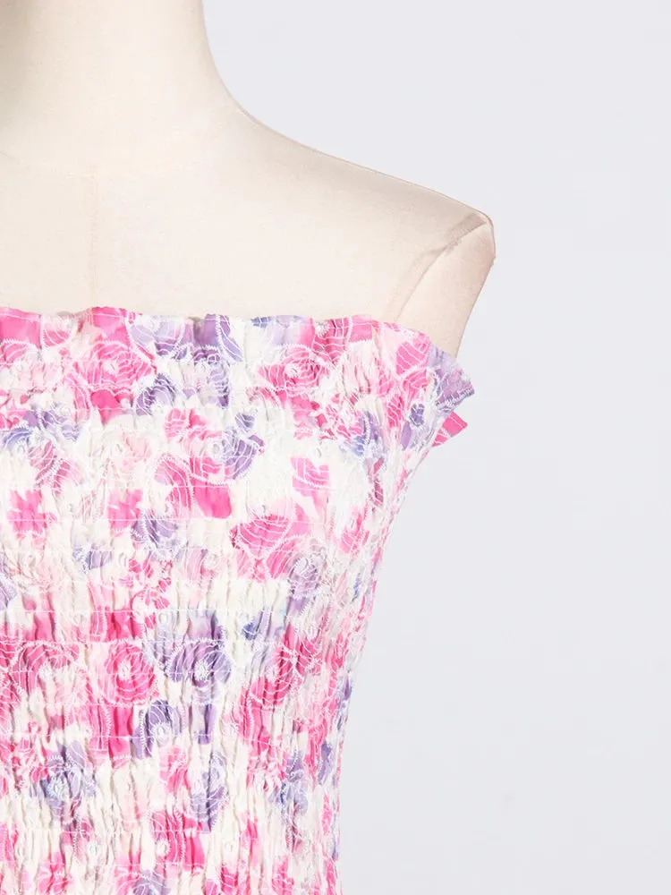 Pre Order:  Pink Floral Strapless Mini Dress