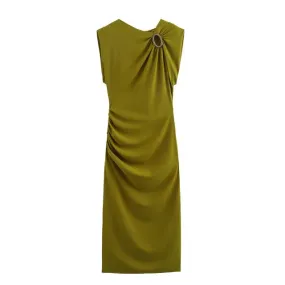 Pre Order:  Slim Fit Green Midi Dress