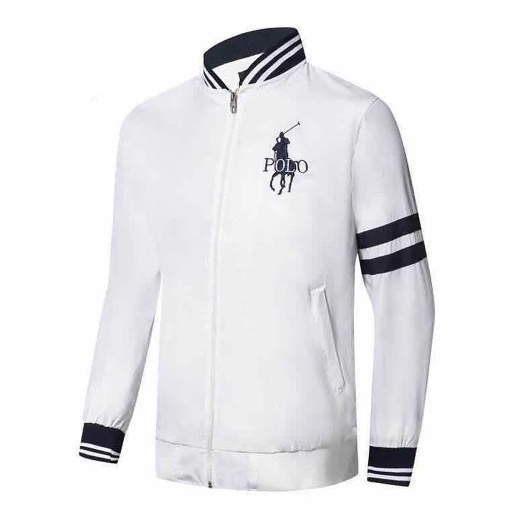 Prl  White Strap Hand Design White Jacket Tracksuit