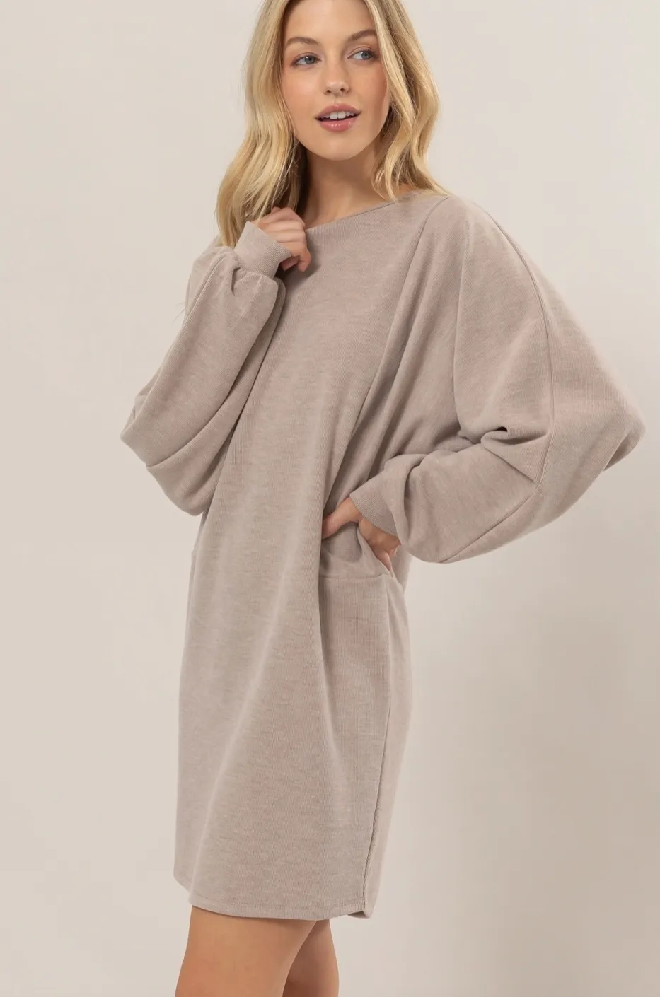Puff Sleeve Sweater Dress
